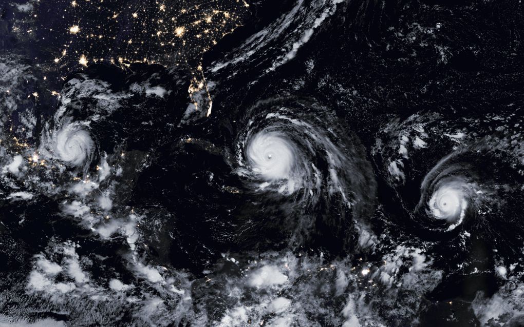 De orkanen Katia, Irma en José. beeld EPA/NASA