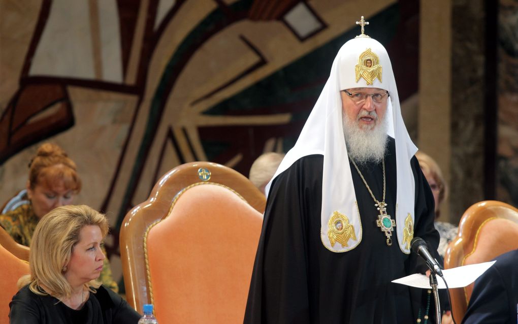 De Russische patriarch Kirill heeft gisteren opnieuw kritiek geuit op de kerk in het Westen vanwege de vrouwen in het ambt en de visie op homoseksualiteit. Foto EPA