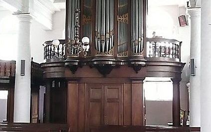 Het Bätzorgel in de Maarten Lutherkerk in Paramaribo. beeld Hans Mudde