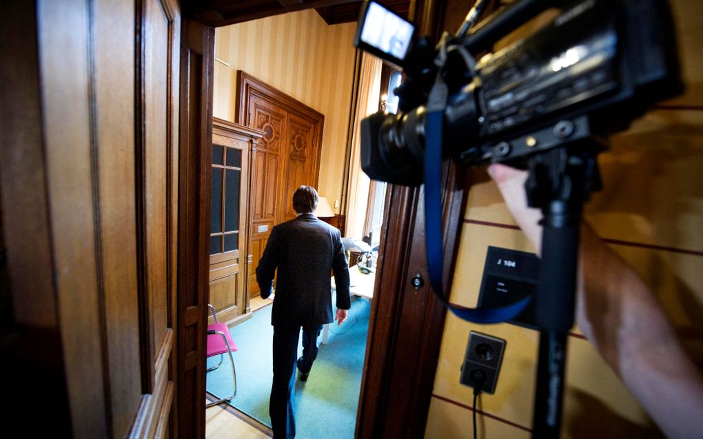 CDA-fractieleider Maxime Verhagen arriveert woensdag bij de fractiekamer van het CDA aan het Binnenhof in Den Haag. Foto ANP