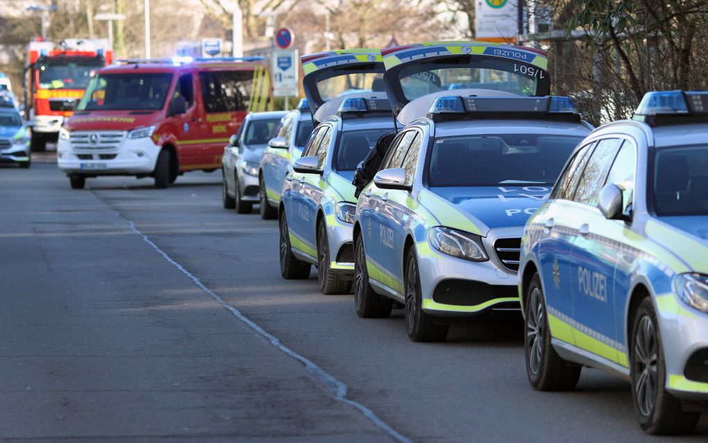 De politie heeft in Heidelberg veel manschappen ingezet. beeld AFP, Daniel Roland