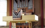 Het orgel uit de Maranathakerk in Amsterdam dat moet komen in de te bouwen kerk van de hersteld hervormde gemeente te Ouderkerk aan den IJssel. Beeld Van den Heuvel Orgelbouw