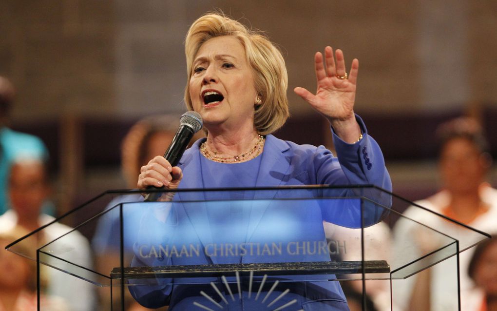 Hillary Clinton spreekt in een kerk in Louisville, Kentucky. beeld AFP