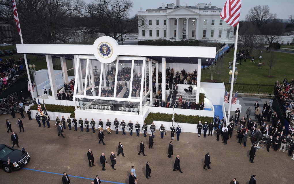 Aankomst Trump bij het Witte Huis. beeld AFP