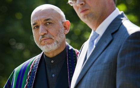 President Karzai van Afghanistan is op werkbezoek in Nederland. Foto ANP