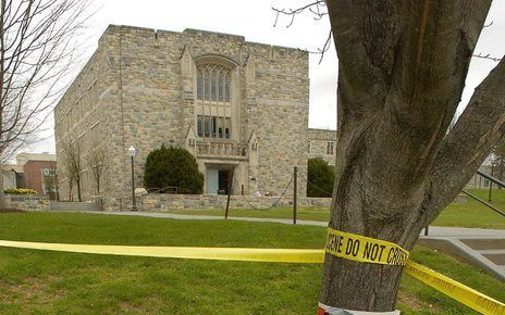 In april 2007 schoot een Zuid–Koreaan op de campus van de Virginia Tech University in Blacksburg 32 mensen dood. Foto EPA