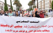 Protest in de Marokkaanse hoofdstad Rabat tegen het optreden van Myanmar tegen de Rohinyas. beeld EPA