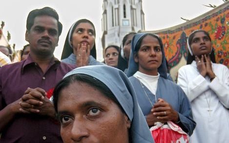 Biddende christenen in de Indiaase staat Karnataka. Foto EPA