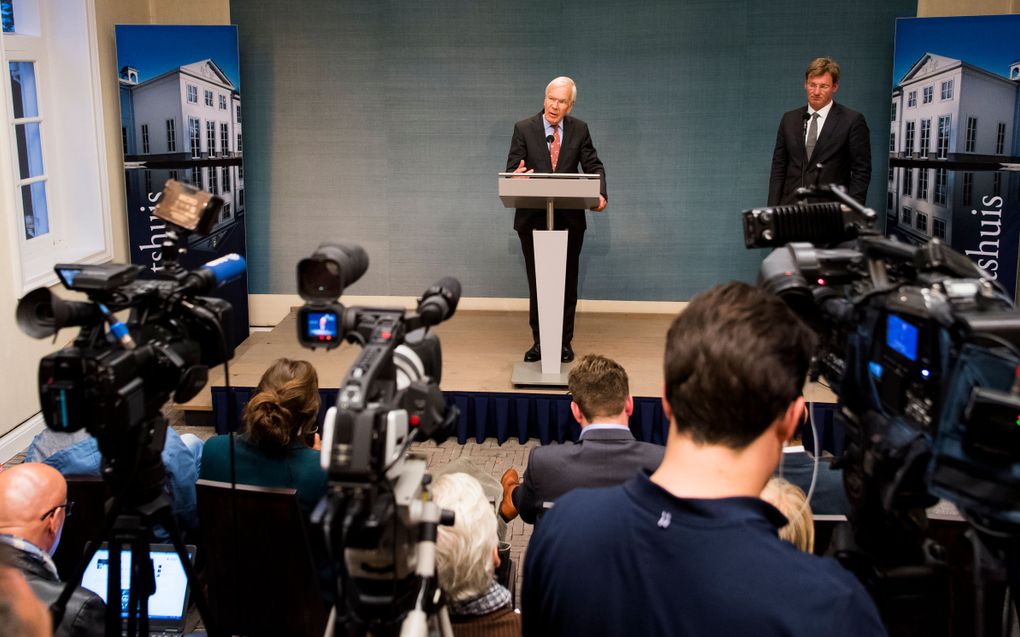 Informateur Tjeenk Willink geeft een toelichting op het mislukken van de formatiepoging van een meerderheidscoalitie van VVD, CDA, D66 en GroenLinks. beeld ANP