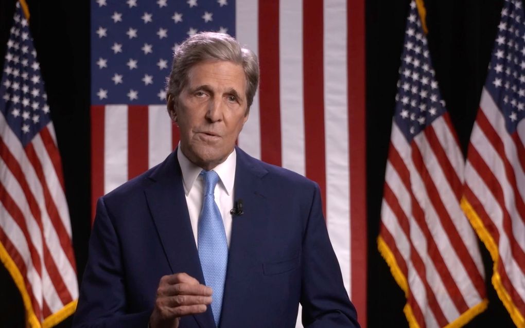 John Kerry tijdens de Nationale Conventie van de Democratische partij. beeld EPA