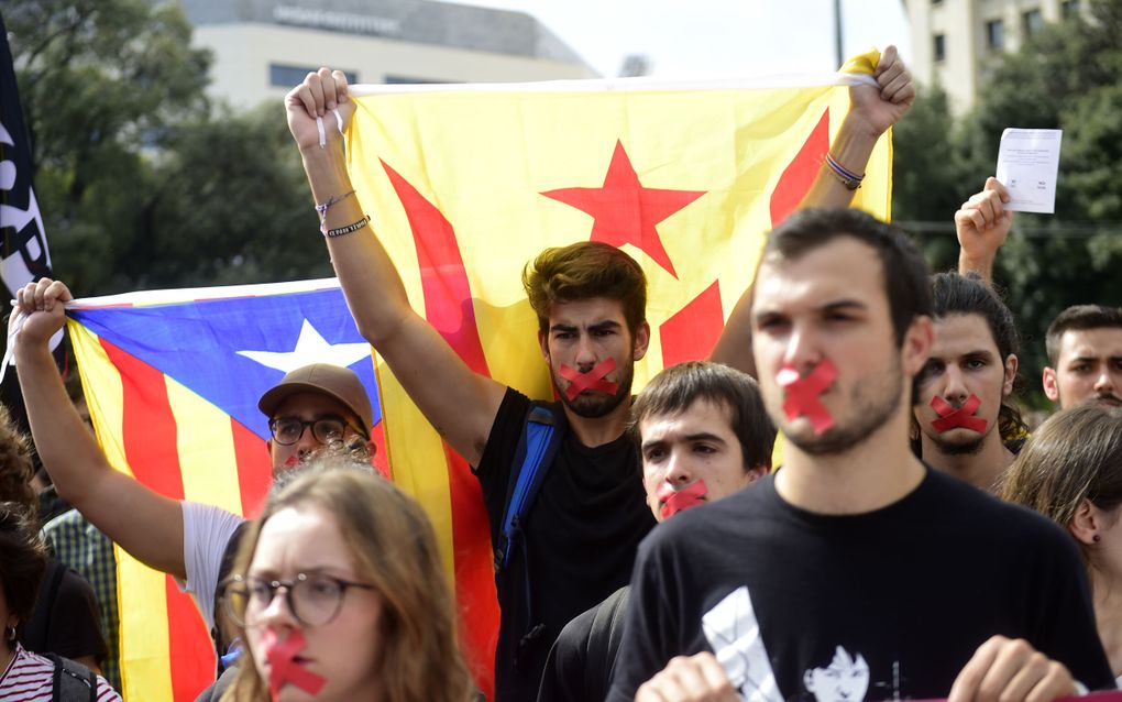 Protest in Barcelona. beeld AFP