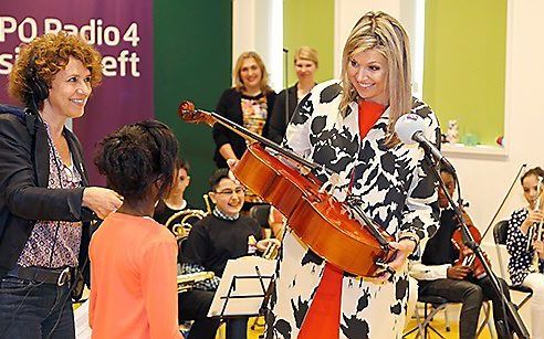 Koningin Máxima opent ”NPO Radio 4 Klassiek Geeft”. Beeld NPO Radio 4/Stefan Heijdendael