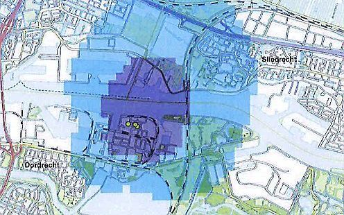 Kaartje van het met PFOA via de lucht besmette gebied. beeld RIVM