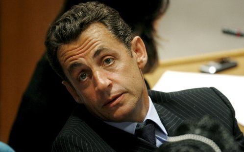 NEW YORK - President Nicolas Sarkozy, tijdens zijn bezoek aan een klimaatconferentie maandag in New York. Foto EPA