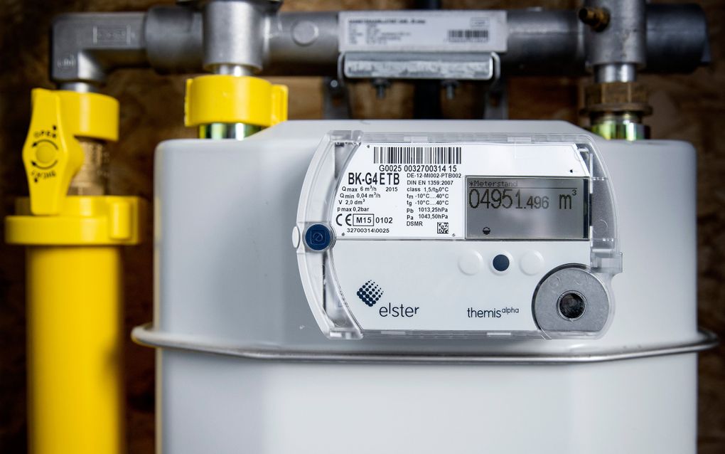 Een gasmeter in een meterkast van een woonhuis. beeld ANP, Koen van Weel