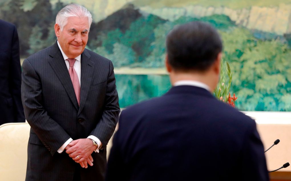 Tillerson is in Peking voor overleg met de Chinezen over de situatie op het Koreaans schiereiland. beeld AFP