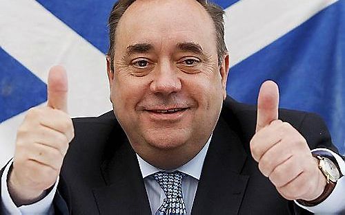 Alex Salmond, leider van de Schotse nationalisten en vanaf 2007 eerste minister, was vorige week in zijn nopjes. Zijn partij werd voor het eerst de grootste in het Schotse parlement. Foto AP