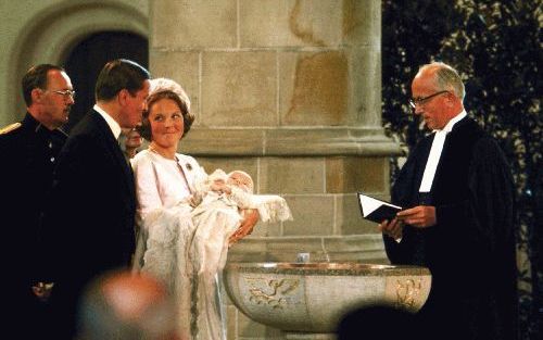 De doop van prins Willem Alexander op 2 september 1967 in de Grote Kerk in Den Haag. Foto ANP