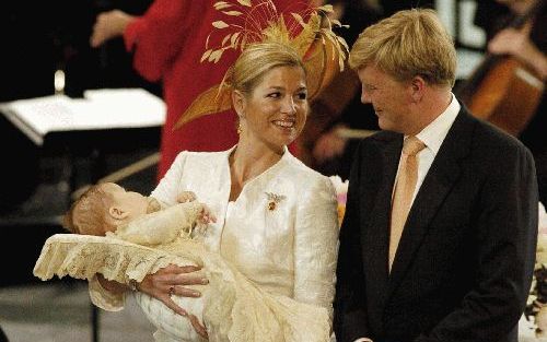 DEN HAAG â€“ Prins Willem Alexander en prinses Máxima hielden zaterdag hun dochter prinses Amalia ten doop in de Grote of St. Jacobskerk in Den Haag. Foto ANP