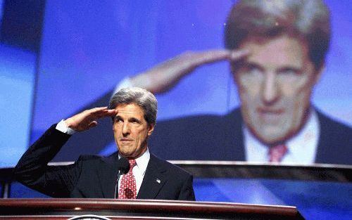 De Democratische presidentskandidaat, John F. Kerry, krijgt de steun van de Amerikaanse media. Foto ANP