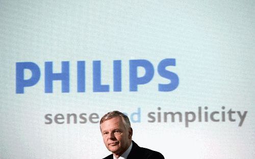 AMSTERDAM - Philips-bestuursvoorzitter Gerard Kleisterlee maandag in Amsterdam bij de presentatie van de nieuwe bedrijfsslogan ”Sense en simplicity”. De reclameleus volgt na negen jaar de slogan ”Let’s make things better” op. - Foto ANP