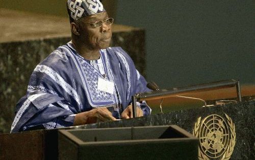 NEW YORK â€“ De Nigeriaanse president Obasanjo bepleitte donderdag tijdens een toespraak tot de Algemene Vergadering van de Verenigde Naties in New York een permanente â€˜Afrikaanse zetel’ voor zijn land in de VN Veiligheidsraad. Foto EPA