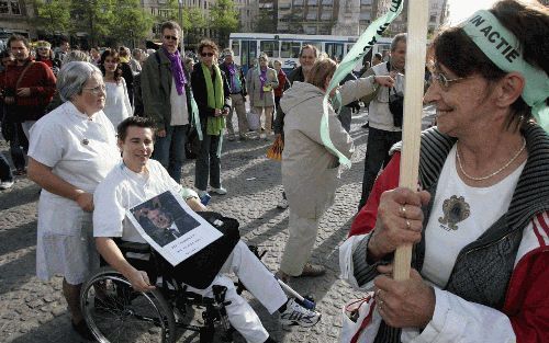 AMSTERDAM - Actievoerders op de Dam in Amsterdam. Foto ANP