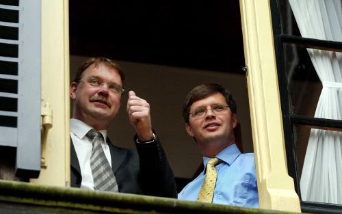 Minister De Geus na zijn gesprek met formateur Balkenende, mei 2003. Foto ANP