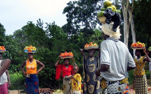 De opbrengst van de RD-actie wordt in Burkina Faso gebruikt voor het graven van putten en het slaan van pompen ten behoeve van drinkwater en irrigatie van agrarisch gebied. Het gaat daarbij om enkele provincies in het zuiden van het land. Foto: vrouwen in