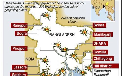 Infografiek bomexplosies Bangladesh. Bron ANP