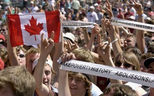 Feesten tegen de armoede: Live8 2005 in Park Place in Barrie, Canada. Barrie ligt 70 kilometer ten noorden van Toronto. Foto EPA