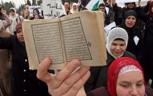 Palestijnse vrouwen demonstreren tegen de cartoons. Foto EPA