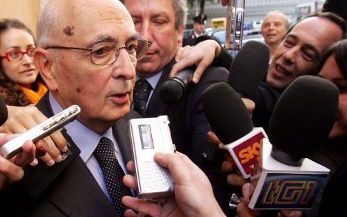 ROME - De tachtigjarige Giorgio Napolitano is woensdag gekozen als president van ItaliÃ«. Foto EPA