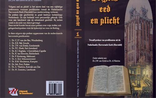 KATWIJK â€“ Het eerste deel van de prekenserie ”Volgens eed en plicht”, uitgegeven door de Hersteld Nederlandse Hervormde Kerk, ligt sinds enige tijd in de winkel.