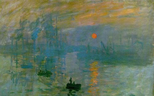 In 1874 schilderde Monet in de haven van Le Havre het doek ”Impression. Soleil levant”, een vlugge schets van een oranjerode zon die in de ochtendnevel boven de horizon opkomt. De atmosfeer van dat ogenblik was voor Monet belangrijker dan de precieze weer