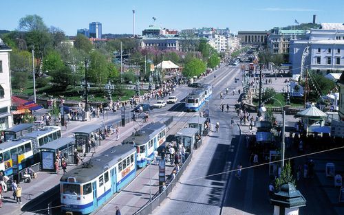 Tientallen trams kachelen door de binnenstad. Foto’s GÃ¶teborg &amp; Co, Kjell Holmner