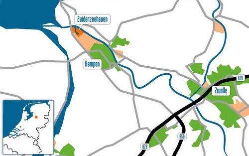 KAMPEN Ã¢â‚¬â€œ Met de aanleg van de Zuiderzeehaven zet Kampen de eerste stap naar een open zeeverbinding. Illustratie gemeente Kampen.