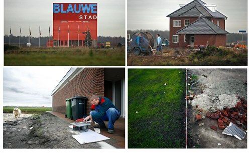 BLAUWESTAD – Na 25 jaar van voorbereidingen en een investering van 1 miljard euro krijgt het Groningse Blauwestad eindelijk gestalte. Op verschillende plaatsen staan al groepjes huizen. Bewoner Garry Halma: „Het voelt alsof we elke dag vakantie hebben. Da