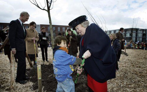 AMSTERDAM - Koningin Beatrix is woensdag in Amsterdam aanwezig bij de viering van het vijftigjarig bestaan van de Nationale Boomfeestdag. Foto ANP