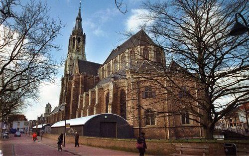 DELFT – De Nieuwe Kerk in Delft wordt gerestaureerd. De werkzaamheden duren tot eind dit jaar. Foto ANP