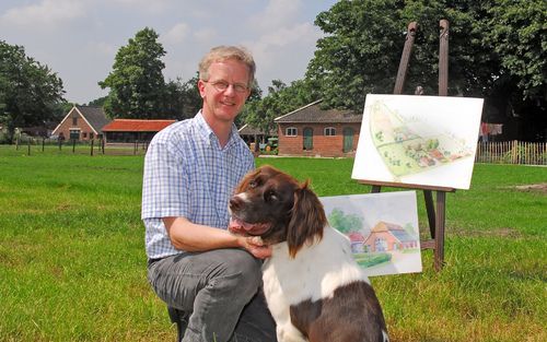 RIJSSEN – Henk Roosink wil een zorgboerderij voor gehandicapten en ouderen in Rijssen opzetten. Met aquarelverf heeft hij zijn plannen op papier gezet. „Er zijn veel mensen die de hele dag binnenzitten en geen daginvulling hebben. Op deze manier kunnen wi