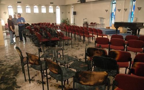 JERUZALEM – Onbekenden stichtten dinsdagavond brand in een Jeruzalemse kerk. Foto’s Alfred Muller