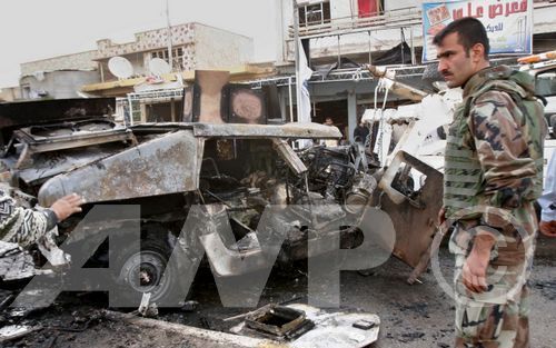 KIRKUK - In de Noord-Iraakse stad Kirkuk zijn bij een aanslag drie politieagenten en drie burgers om het leven gekomen. Foto AFP.