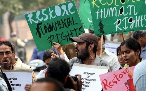 Protest in Pakistan, donderdagmorgen. Foto EPA