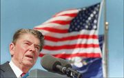 LOS ANGELES â€“ De Amerikaanse oud-president Ronald Reagan is zaterdag op 93-jarige leeftijd overleden. Reagan was president van 1980 tot 1988. Op de foto een opname van de oud-president uit 1991. Foto EPA