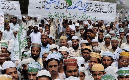 Demonstraties tegen de film van Wilders in Pakistan. Foto EPA