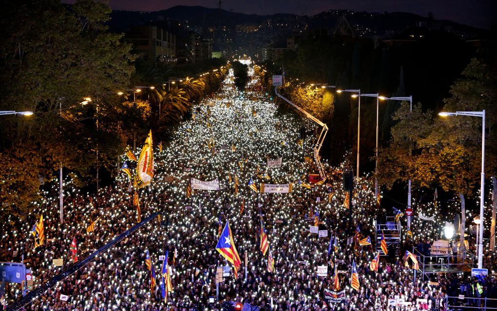 Zaterdag waren er opnieuw grote betogingen in Barcelona. beeld AFP