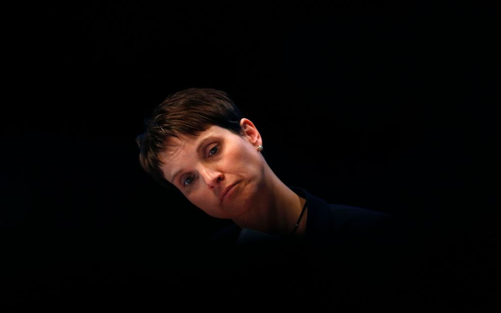 Petry tijdens het congres van AfD. beeld AFP