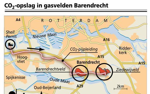 CO2-opslag bij Barendrecht gaat door. Illustratie ANP