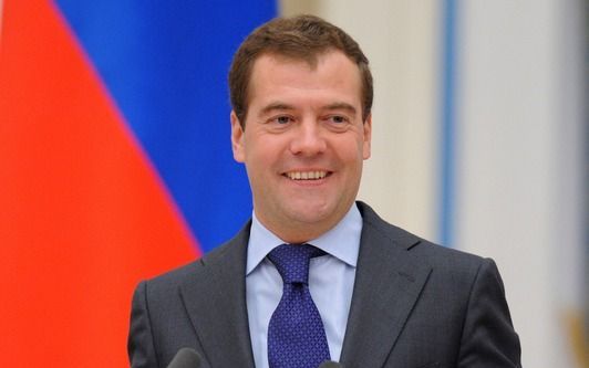 De Russische president Dmitri Medvedev tijdens een toespraak in het Kremling. Foto EPA